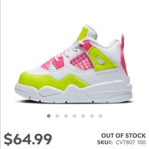 JORDAN * Girls white/white-lemon venom pink blast sneakers.